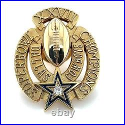 10K Gold Superbowl XXVII Championship Pin with Diamond Dallas Cowboys