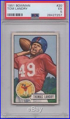 1951 Bowman Football TOM LANDRY #20 NY Giants Dallas Cowboys PSA 5 (RC) Rookie