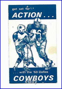 1963 Dallas Cowboys Football folding Pocket Schedule well used