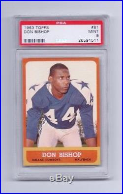 1963 Topps Football Don Bishop #81 Dallas Cowboys PSA 9 MINT (Rare Pop 3)