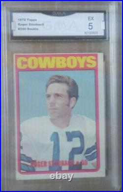 1972 Topps Dallas Cowboys Roger Staubach Rookie Card RC #200 GMA 5 EX
