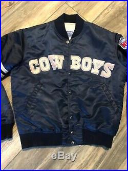 1980s Starter Dallas Cowboys Satin Snap Button Jacket Mens Medium