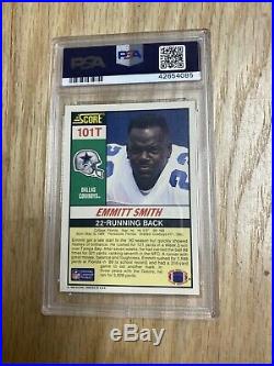 1990 Score Emmitt Smith Dallas Cowboys Auto Card #101T PSA Auth