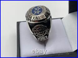 1993 Dallas Cowboys Super Bowl Xxvii. 925 Silver & Blue Sapphire Balfour Ring Le