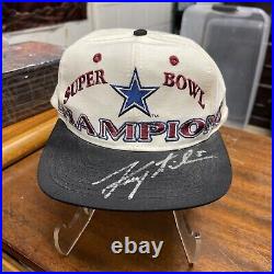1993 dallas cowboys troy aikman signed In Person snapback hat logo7 Pasadena Ca