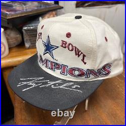 1993 dallas cowboys troy aikman signed In Person snapback hat logo7 Pasadena Ca