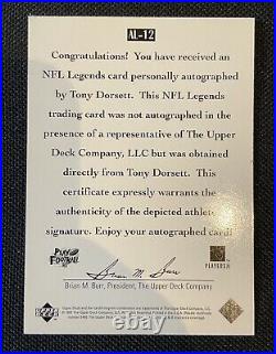 1997 UD Legends TONY DORSETT AUTO AL-12 Upper Deck Autograph SP SSP