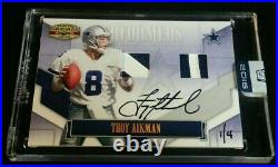 1/1 TROY AIKMAN ON CARD AUTO DUAL GAME USED PATCH #1/4 2008 Donruss/2016 Honors