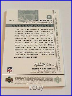 2001 Sp Game Used Troy Aikman Jersey Autograph Cowboys 22/25 RARE