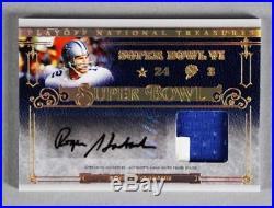 2007 National Treasures Roger Staubach Signed Game-Used Jersey Card Cowboys 6/25