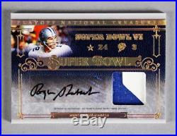 2007 National Treasures Roger Staubach Signed Game-Used Jersey Card Cowboys 7/25