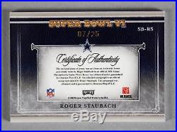 2007 National Treasures Roger Staubach Signed Game-Used Jersey Card Cowboys 7/25