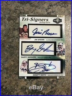 2007 Topps Tri-Signers Autographs Jim Brown, Barry Sanders, Emmitt Smith # 2/10
