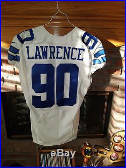 2015 Dallas Cowboys DeMarcus Lawrence Game Worn-Game Used Home Jersey With Letter