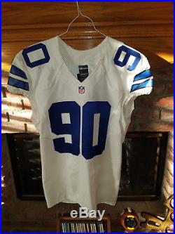 2015 Dallas Cowboys DeMarcus Lawrence Game Worn-Game Used Home Jersey With Letter