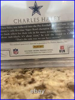 2015 National Treasures Charles Haley 1/1 Game Used logo shield Dallas Cowboys