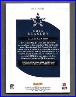 2016 Cole Beasley National Treasures Game Used Nike Logo Patch # 1/2 VERY DIRTY
