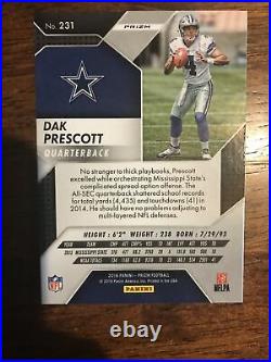 2016 DAK PRESCOTT Rookie Panini Prizm Silver RC Card Dallas Cowboys No. 231