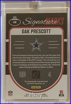 2016 Donruss Dak Prescott RC Signature Mark Auto Autograph 31/50 Cowboys Rookie
