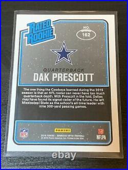 2016 Donruss Optic Dak Prescott Rc Rated Rookie Silver Holo Prizm #162 Cowboys