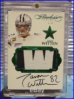 2016 Flawless Jason Witten Emerald Game Used Patch Auto # 1/2 Cowboys WS