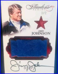 2016 Flawless Jimmy Johnson On Card Auto And Game Used Material 1/2 Cowboys CG91