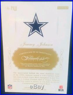 2016 Flawless Jimmy Johnson On Card Auto And Game Used Material 1/2 Cowboys CG91