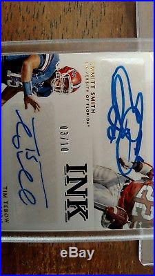 2016 Immaculate Ink Emmitt Smith & Tim Tebow Dual Auto #3/10- Florida- Cowboys