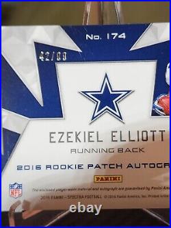 2016 PANINI SPECTRA EZEKIEL ELLIOTT ROOKIE RC PATCH AUTO /99 #174 Dallas Cowboys