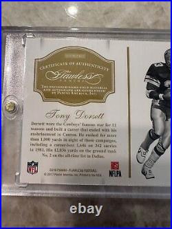 2016 Panini Flawless Tony Dorsett Dual Game Used Patch Auto Gold /10 Cowboys NFL