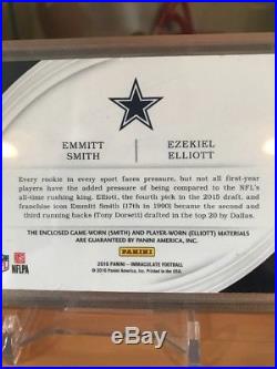 2016 Panini Immaculate Emmitt Smith Ezekiel Elliott Dual NFL SHIELDS 1/1 Cowboys