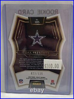 2016 Panini Select Rookie Die Cut #185 Dak Prescott Dallas Cowboys 023/125