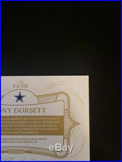 2019 Flawless Football Tony Dorsett 8/15 Game-Used Patch Auto Dallas Cowboys HOF