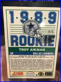 2019 Score Buyback TROY AIKMAN RC AUTO /5 Rookie Autograph 1989 SP SSP