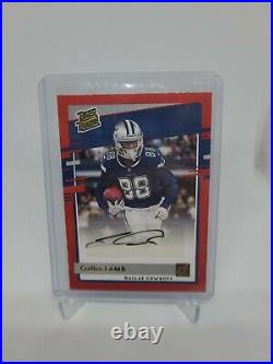 2020 Donruss Ceedee Lamb Red Auto GOLD Rated Rookie Dallas Cowboys Rare SSP