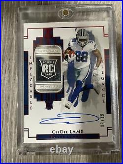 2020 IMPECCABLE CEEDEE LAMB ROOKIE RC 1 FINE SILVER #9/19 On Card Auto Cowboys
