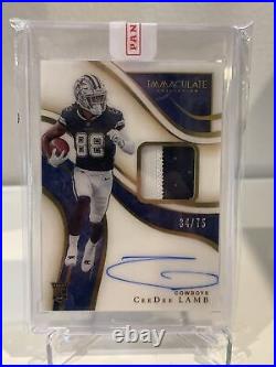 2020 Immaculate CeeDee Lamb RPA Patch Auto Rookie RC /75 Sealed Cowboys