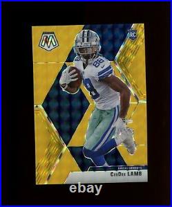 2020 Mosaic Prizm CeeDee Lamb Rc #/20 Extremely Rare! Yellow Gold Fluorescent