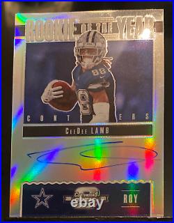 2020 Optic Contenders #ROY14 CeeDee Lamb Rookie of the Year on Card Auto #/99