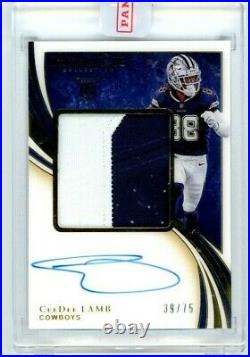 2020 Panini Immaculate Ceedee Lamb Rookie Patch Auto RPA /75 Dallas Cowboys
