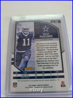 2021 Absolute Football Micah Parsons Autographed Rookie Card #111/199 COWBOYS