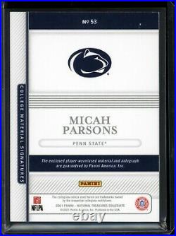 2021 National Treasures Micah Parsons Rookie Patch Jersey Auto 99/99 RPA Cowboys