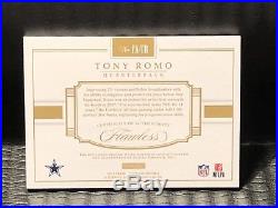 #3/3 Tony Romo 2017 Flawless Jumbo Logo Patch Autograph Sapphire Auto Cowboys