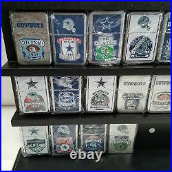 44 Danbury Mint Dallas Cowboys Flip Lighters Collection & Display Shelf NICE