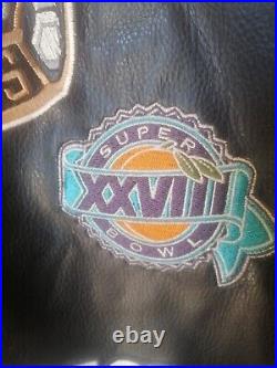 5 time Super Bowl Champions Dallas Cowboys Vintage Leather Jacket Large Size