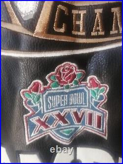 5 time Super Bowl Champions Dallas Cowboys Vintage Leather Jacket Large Size