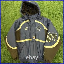 90s Dallas Cowboys Heavy Duty Puffer Style Jacket with Hood Sz Medium Vintage