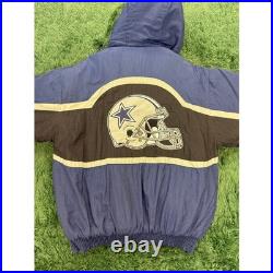 90s Dallas Cowboys Heavy Duty Puffer Style Jacket with Hood Sz Medium Vintage 90s Dallas Cowboys Heavy Duty Puffer Style Jacket with Hood Sz Medium Vintage