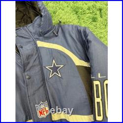 90s Dallas Cowboys Heavy Duty Puffer Style Jacket with Hood Sz Medium Vintage