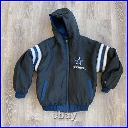90s NFL Experience Pro Player Dallas Cowboys Reversible Boys Jacket 14 16 READ
